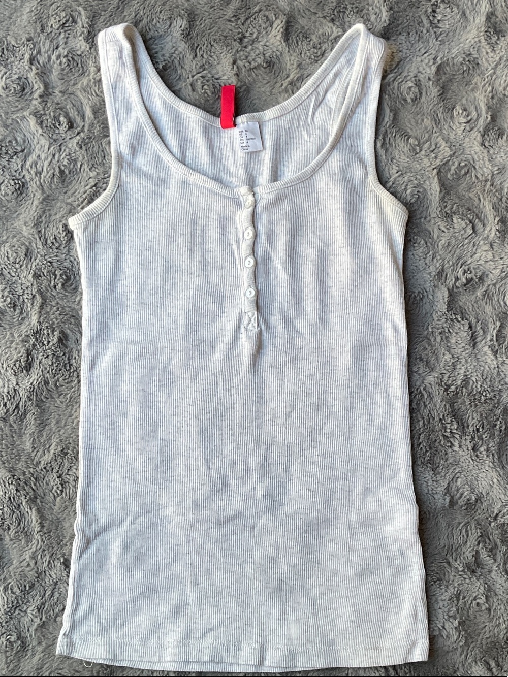 Divided White Ribbed Henley Tank Top